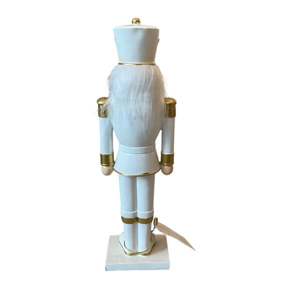 34th & Pine White Gold NUTCRACKERS 14in Wood Set of 2 Holiday Glam NEW - Picture 15 of 15